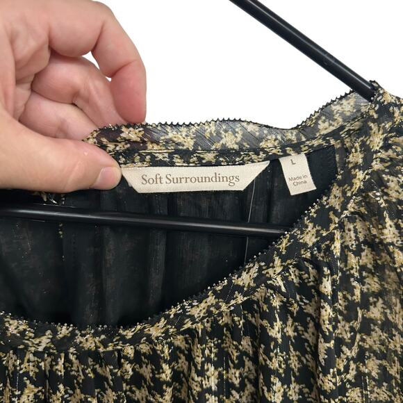 Classic Houndstooth Blouse Soft Surroundings‎ Gold Shimmer Size L - Picture 5 of 7